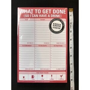 Knock Knock What To Get Done So I Can Have a Drink Notepad 60 Sheets Funny